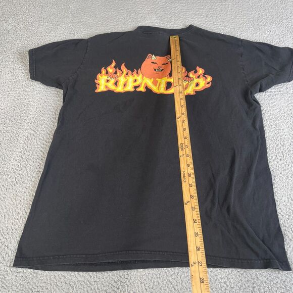 Ripndip Lord Nermal Devil Flames T-Shirt Mens Large Black Funny Parody Cartoon - Picture 3 of 6